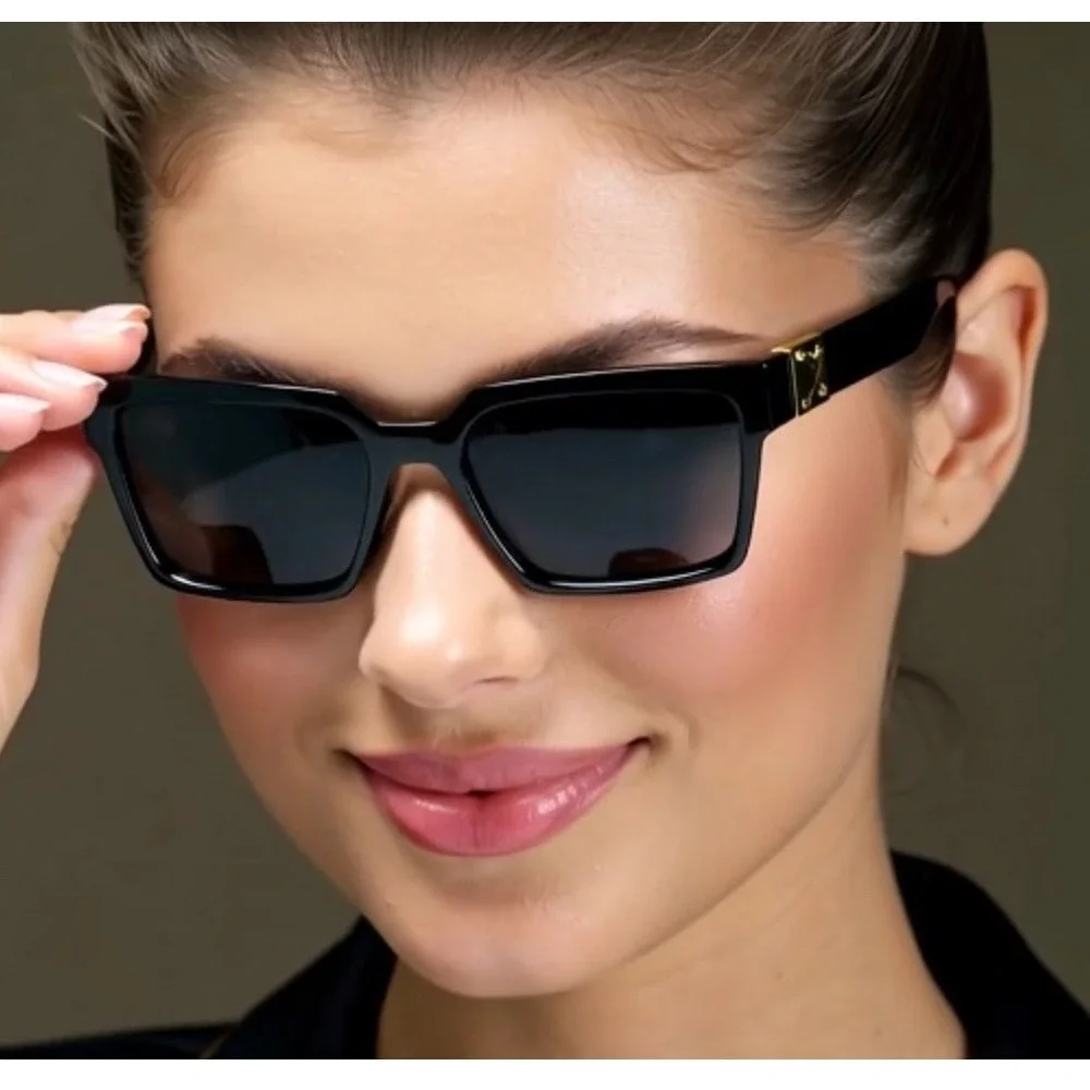 Square‎ Sunglasses Designer Style Gold Accent Oversized Fashion Shades UV400 New